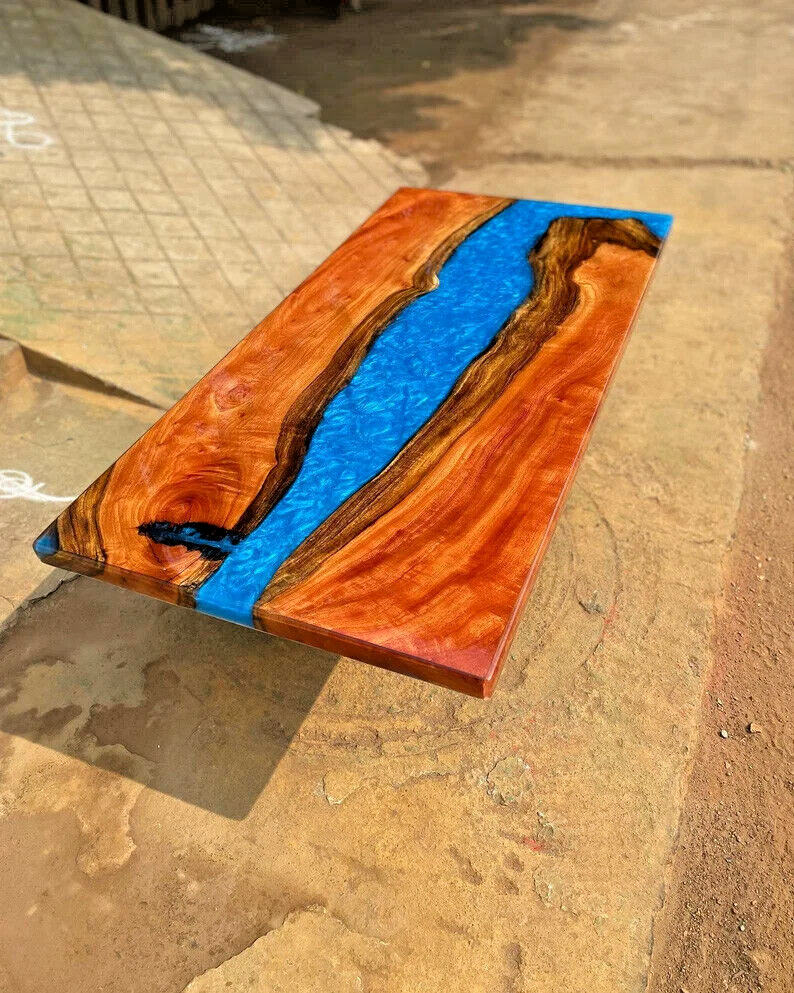 Blue Epoxy Resin River Table Top, Epoxy Luxury Center Coffee Furniture Decors