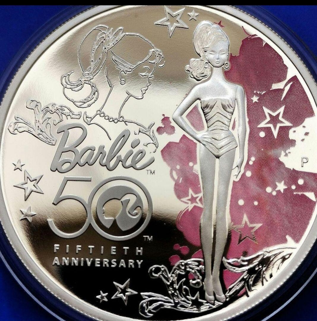 Barbie 50th Anniversary Colored Silver Dollar Coin (2009 Tuvalu