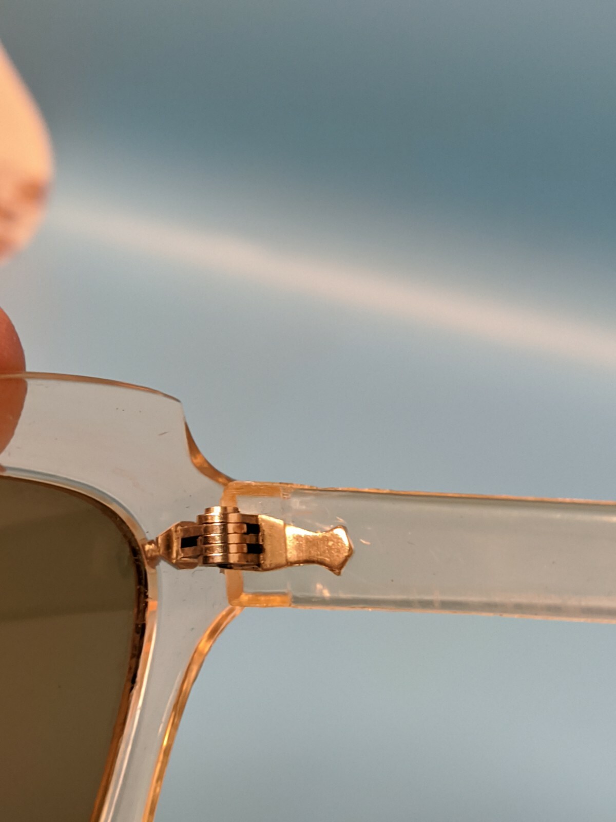 VINTAGE 40s CLEAR ACETATE RECTANGULAR SUNGLASSES … - image 7