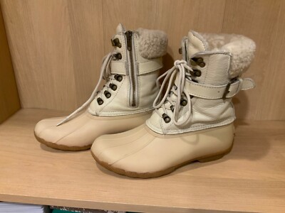 Sperry Shearwater Boots Womens Size Leather Shearling Duck Rain Snow  Winter