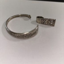 Stunning Vintage Silverplate Spoon Bracelet And Spoon Pendant