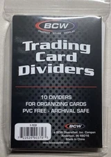 BCW Trading Card Dividers 1 pack of 10 New Unopened with Tracking!