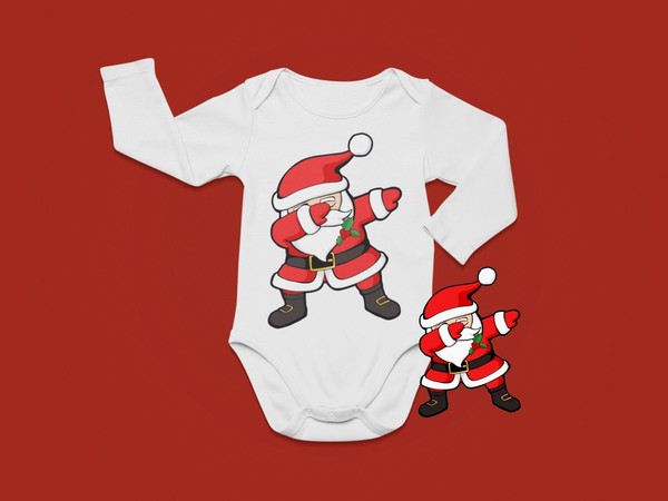 Body bebé PAPÁ NOEL con pose de baile. Manga larga o manga corta 100% Algodón
