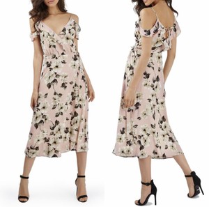 cold shoulder wrap midi dress