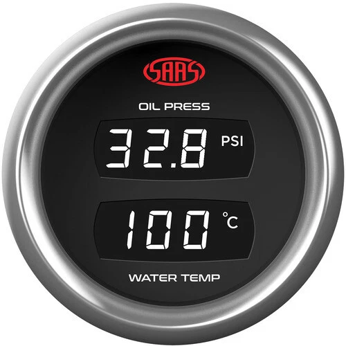 SAAS Trax SG913020 Oil pressure + water temperature Dual digital gauge 52mm 2" - Image 2 of 4