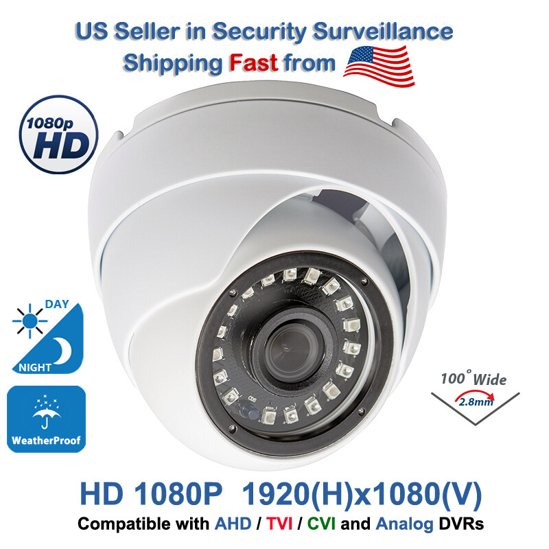 Evertech 1080p Wide Angle Outdoor Indoor CCTV Security Dome Camera with 50ft