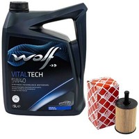 MotoröL Set 5W40 5 Liter + ÖLfilter 22546 FüR Seat Skoda Fabia I VW Golf IV 2.0