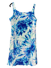 Chaps Womens Dress Size 12 Large Blue Summer Beach Soft Stretch Casual