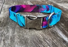 New 1 inch wide Adjustable Metal Quick Release Dog Collar, Multiple Colors USA