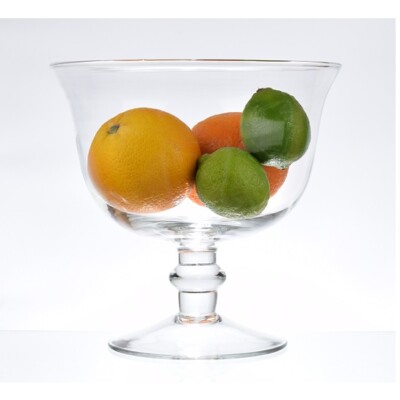 Glas Fußschale mundgeblasen klar Obst Salat Schale Hochzeit Herzstück 21 cm