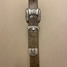 Vintage Ladies Sand Castle Western 4025 Leather Belt Brown Tan Medium M USA