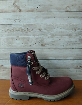 TIMBERLAND WOMEN'S PREMIUM 6-INCH WP BOOTS. BURGUNDY NUBUCK SZ 10