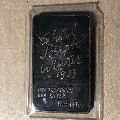 1973 Shirl Joseph Winter Abundance 1 Ounce .999 Silver Art Bar | eBay