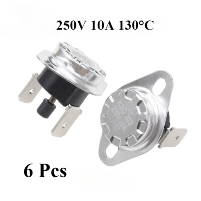 250V 10A NC 130°C Manual Reset Temperature Switch Thermostat KSD301-6 Pcs