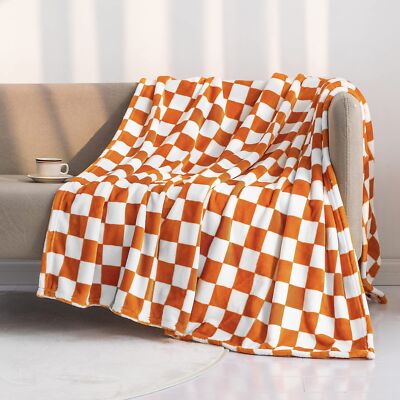 LOMAO Throw Blankets Flannel Blanket with Checkerboard Grid Pattern Soft Throw
