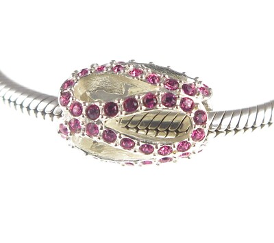 Chamilia 925 Silber & Kristall ROSA GLITZERNDE MÄANDER Charm Perle, Liebe, Herzen