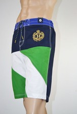 Tommy Hilfiger Navy, Green White Swim Short Trunks/Gold Crest NWT Size XXLarge