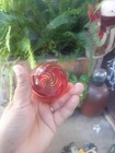 Vintage Art Glass Red & Gold Swirls Paperweight. — photo 6