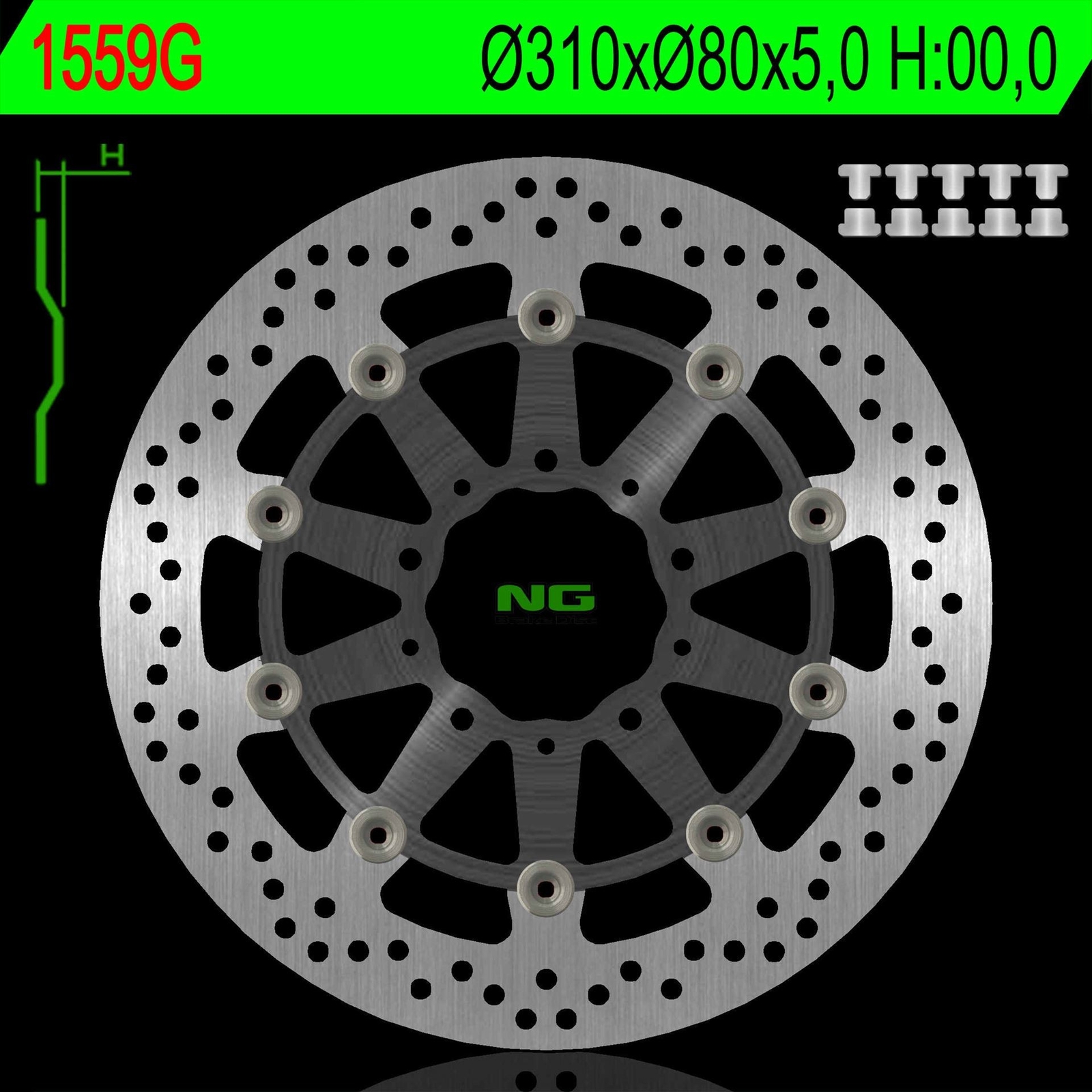 Disque de frein avant NG 310mm pour Kawasaki Z1000 ABS 15-17 et ZX6R 13-17