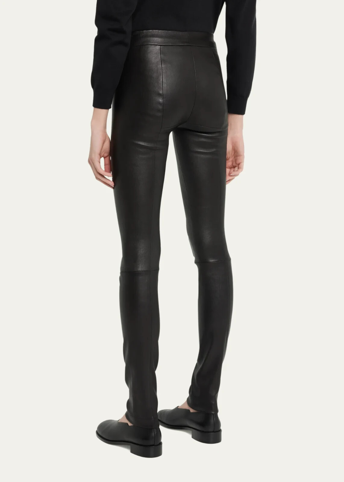 FILA Leggings in pelle THE ROW Moto neri taglia small (prezzo al dettaglio $1990)