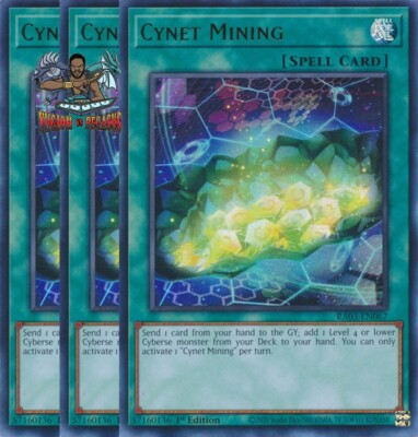 Yugioh! 3x Cynet Mining RA03-EN067 Ultra Rare 1st Ed NM