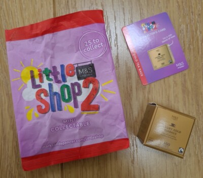 M&S Little Shop 2 MINI SAMMLERSTÜCK Luxus Gold Teebeutel KARTE & TASCHE - Selten!