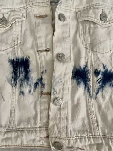 GAP TEEN Tie-Dye White Denim Jacket Girls Size Large Trendy - Picture 6 of 8