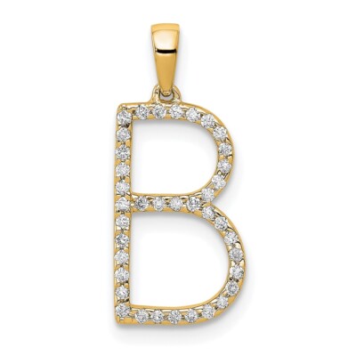 14K Yellow Gold Diamond Letter B Initial Pendant PM5222B-013-YA