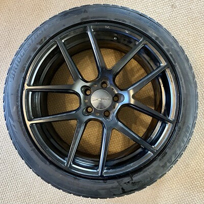 19x8.5 Ace Alloy Wheels AFF02 Black Bridgestone Blizzak 255/40R19 Radial Snows