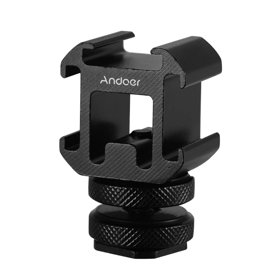 Adaptador de montaje de zapata fría Andoer 3 para cámara Son Y Video Light DSLR Hot Shoe B7G4 Foto 3 de 4