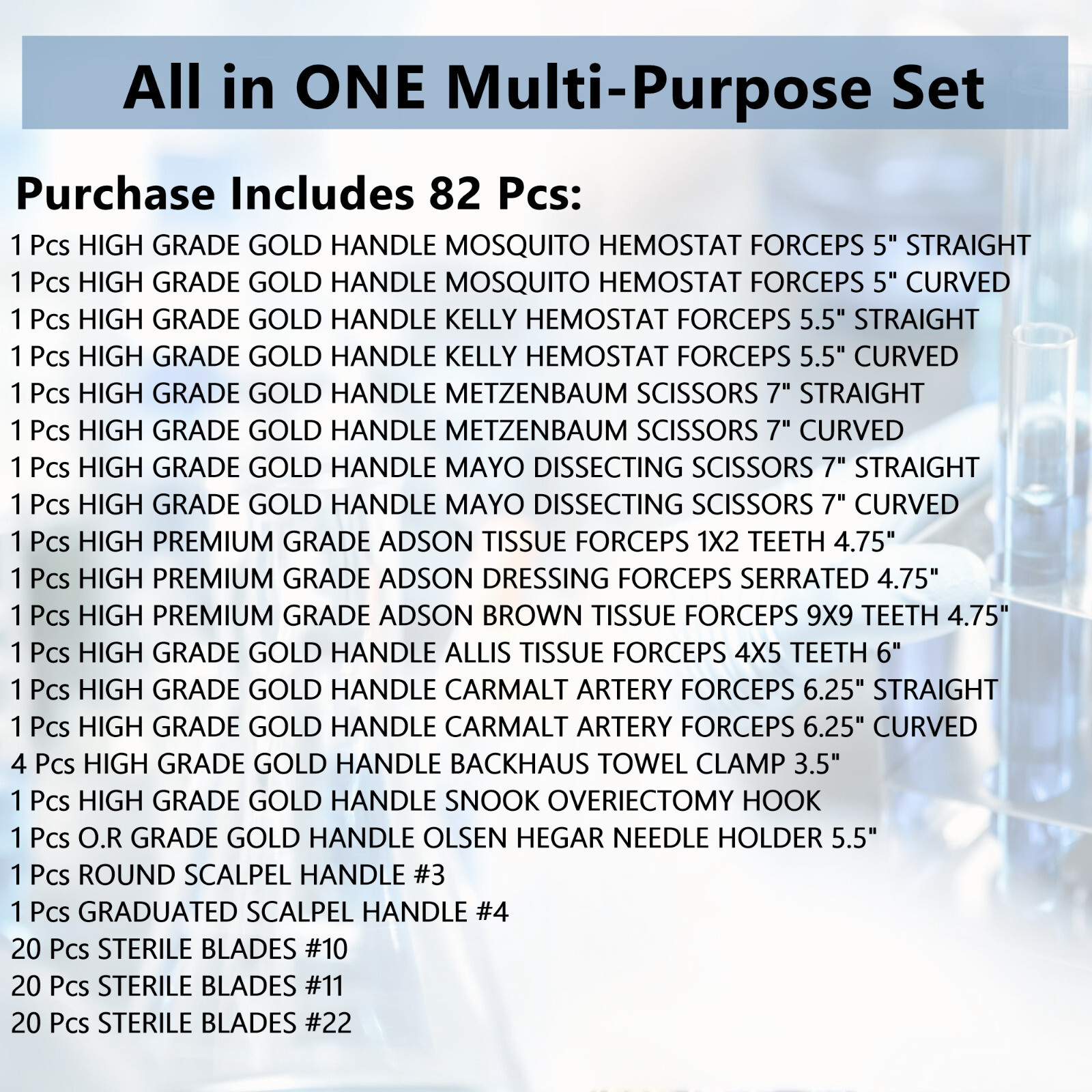 Spay Pack Instruments List 82 PC GENERAL SURGERY SPAY PACK SURGICAL DENTAL INSTRUMENTS-GERMAN ...