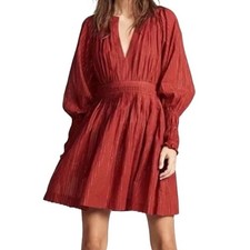 Ulla Johnson Rory Ruby Metallic Lurex Cotton Mini Dress Size 2