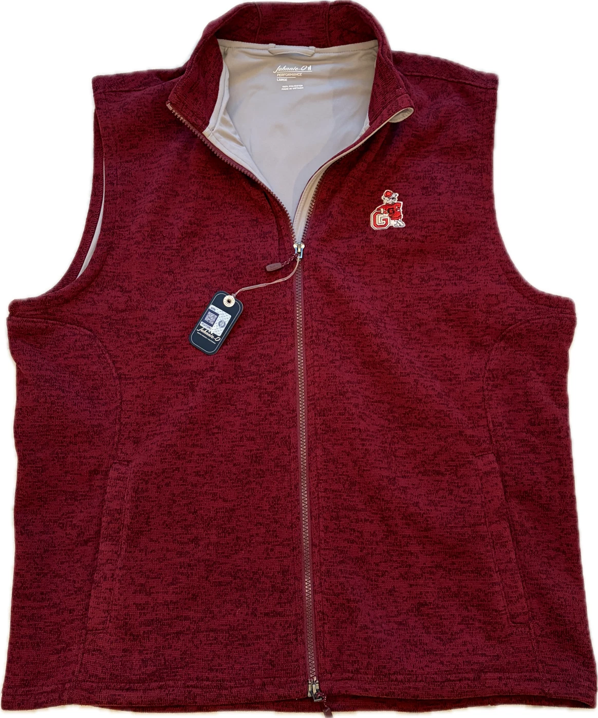 Georgia Bulldogs Vintage Logo Johnnie-O Denalis Double-Zip Vest Merlot $158 XL - product detail image 2