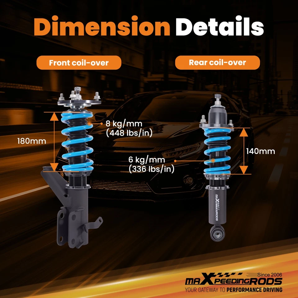 Kit de suspensión de amortiguadores de 24 vías Coilover MaXpeedingrods COT6 para Acura RSX 02-06 Foto 4 de 4