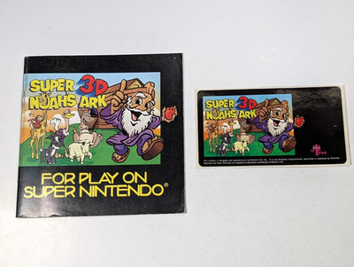 *No game* Super 3D Noah's Ark Nintendo SNES manual + sticker