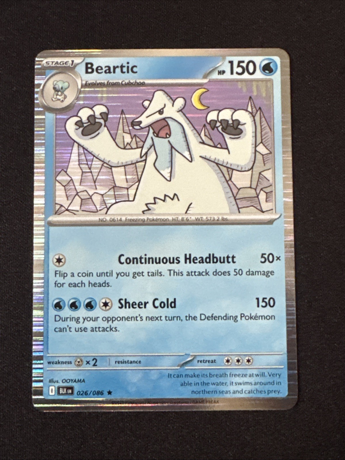 Beartic 26/86 Holo Black Bolt -Near Mint- Pokemon TCG