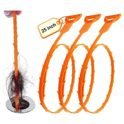 FORLIVE 3 Pack Drain Snake Hair Drain Clog Remover Shower Snake Sink Unclogger 25" Tool