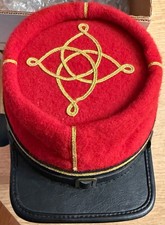 US Civil War Artillery Complete Red Kepi With 1 Row of Gold Braid