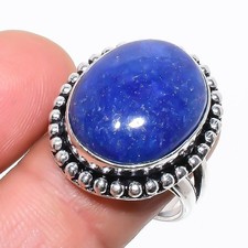 Natural Blue Aventurine Gemstone 925 Sterling Silver Ring Size 7.5 w532
