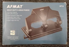 Afmat Heavy Duty 3 Hole Punch HP14 3 Ring 40 Sheet 50% Reduced Effort, OBN, K3