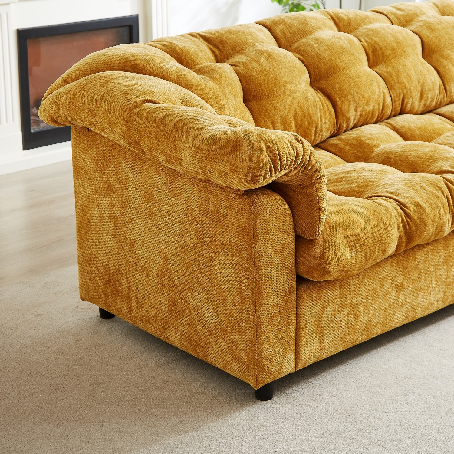 Modern Chenille Sofa 3 Seater Luxury Upholstered Couch with Solid Wood Frame