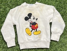 Vintage 80s Disney Mickey Mouse Crew Neck Sweatshirt Youth Kids S USA White