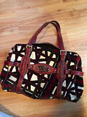 Gucci Samt-Tragetasche Karomuster bordeaux/grün/beige, Leder, Schloss, Zip - Bild 1 von 4