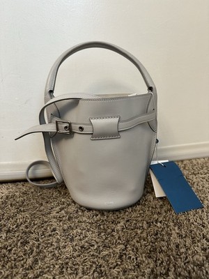 CELINE Light Gray Silver Hardware Buckle-Accent Big Bucket Bag | eBay