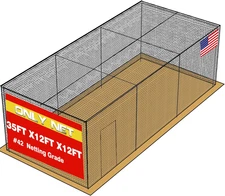 Baseball Batting Cage Netting – 35'L/55'L/70'L 1.75" Mesh Batting Cage Only Net