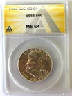 ANACS MS 64  1955 50C Franklin Half Dollar