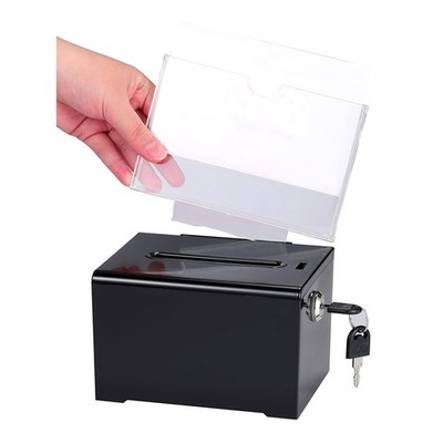 Donation Box with Lock - Acrylic Suggestion Box with Slot, Ballot Lock Box3247