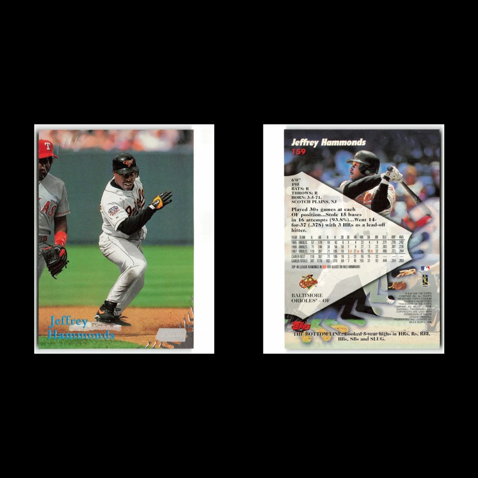 Jeffrey Hammonds #159 1998 Topps Stadium Club Baltimore Orioles Baseball Card NM - Image 3 of 3