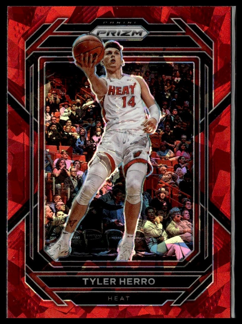2022-23 Panini Prizm 166 Tyler Herro Miami Heat Red Cracked Ice