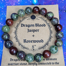 Dragon Blood Jasper  Rosewood 10mm Bead 8" Men's Stretch Bracelet Natural Stone